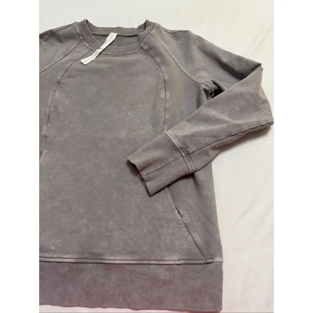 Lululemon Scuba Crew Washed Dark Chrome Grey Sweatshirt Size 8